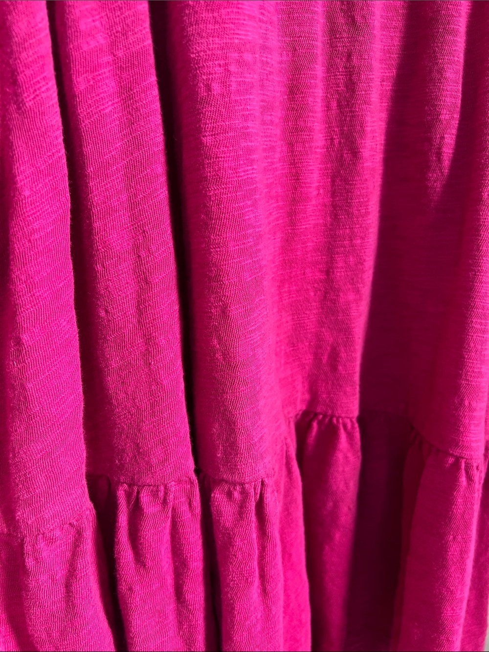LOFT | Women’s Bright Fuchsia Ruffle Cap Sleeve 100% Cotton Summer Dress Size M - Picture 7 of 17